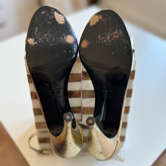 VTG Calderone 4” gold leather sandals 37.5 HERLS made in Italy - Picture 11 of 11